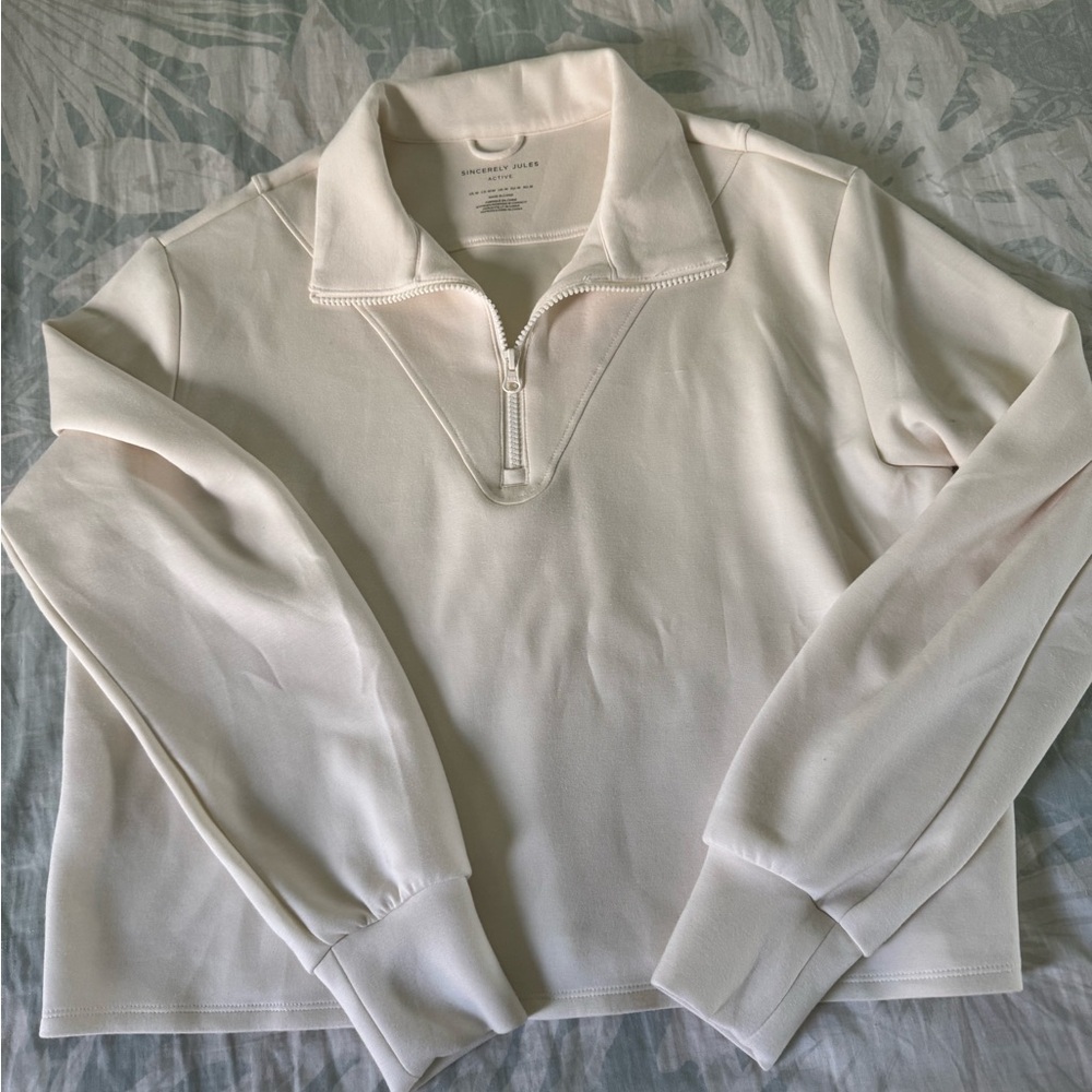 Sincerely Jules Cream Cozy Zip Up Sweater